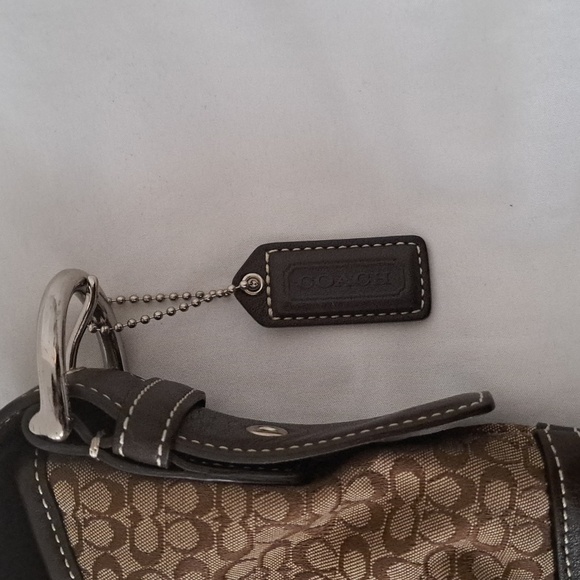 Vintage Coach Signature Mini Cs brown/beige canvas leather hobo soho bag NWOT - Picture 8 of 13